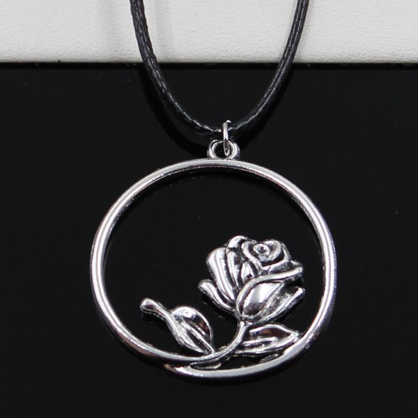 tibetan silver color pendant rose flower necklace choker black leather cord factory price handmade jewelry rzcf
tibetan silver color pendant rose flower necklace choker black leather cord factory price handmade jewelry rzcf