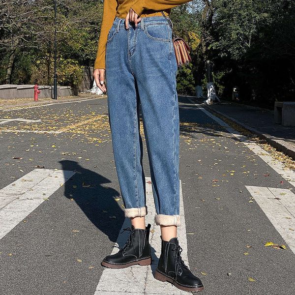 jeans women plush fall / winter 2020 new high waisted slim and loose elastic pipe dad thickened warm pants, Blue
jeans women plush fall / winter 2020 new high waisted slim and loose elastic pipe dad thickened warm pants, Blue
