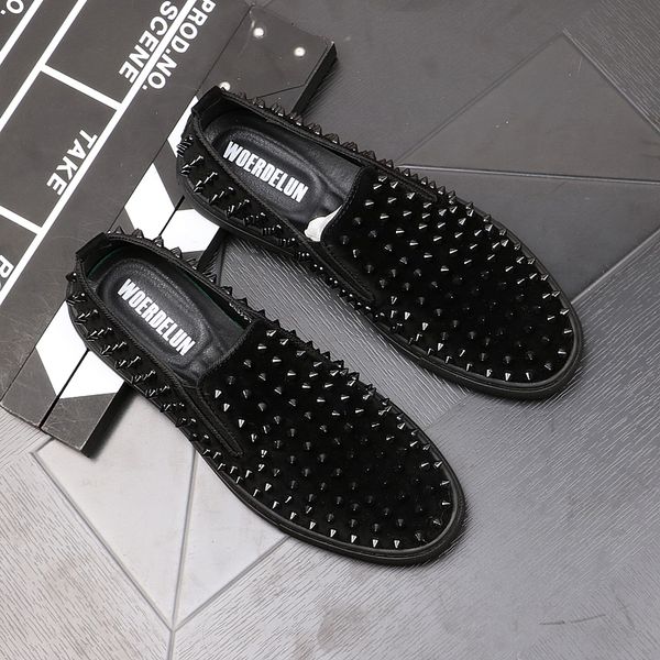 fashions of men's luxury punk night club wear leather summer breathable sliding-into rivets shoes platform moccasins man rbyy, Black
fashions of men's luxury punk night club wear leather summer breathable sliding-into rivets shoes platform moccasins man rbyy, Black