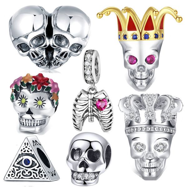 inbeaut new halloween beads original 925 sterling silver skull charm fit brand bracelet or necklace woman jewelry pendant gift q1219, Bronze;silver
inbeaut new halloween beads original 925 sterling silver skull charm fit brand bracelet or necklace woman jewelry pendant gift q1219, Bronze;silver