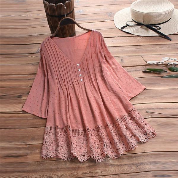 elegant women blouses women vintage jacquard three quarter lace v neck plus size tee shirt blouse korean style femme, White
elegant women blouses women vintage jacquard three quarter lace v neck plus size tee shirt blouse korean style femme, White