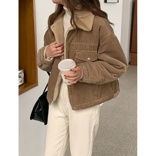 tg lapel corduroy jacket women's 2020 winter new lamb wool thickened jacket cotton padded jacket 12762, Tan;black
tg lapel corduroy jacket women's 2020 winter new lamb wool thickened jacket cotton padded jacket 12762, Tan;black