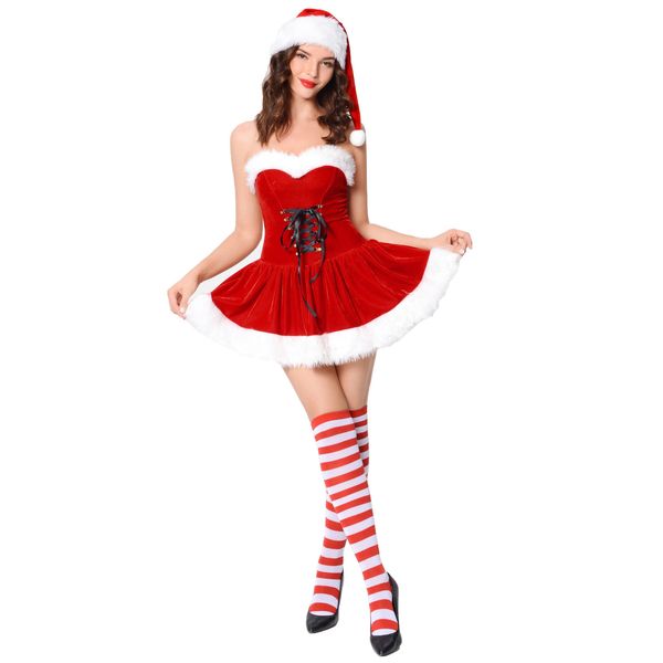 women christmas cosplay dress for santa claus christmas dress christmas costumes party cosplay skirt sale, Black;red
women christmas cosplay dress for santa claus christmas dress christmas costumes party cosplay skirt sale, Black;red