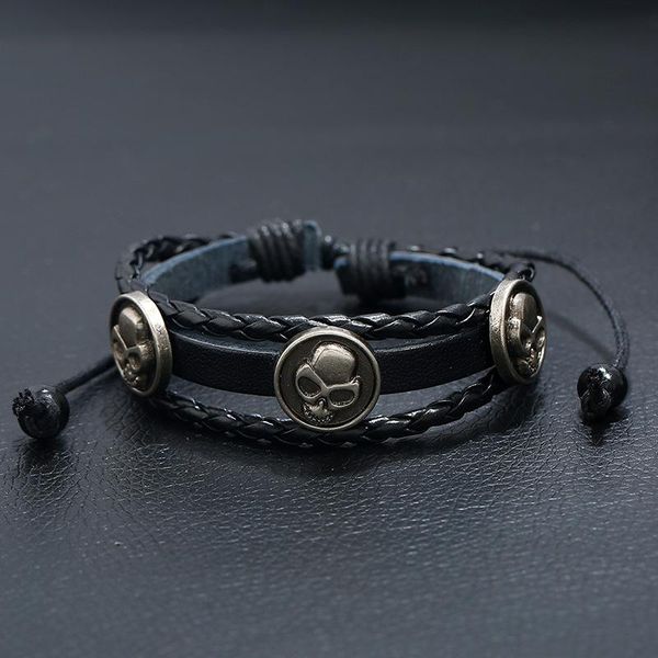 multilayer alloy skull bracelet men casual fashion braided leather bracelets bangles retro punk wrap wristband men small gift, Golden;silver
multilayer alloy skull bracelet men casual fashion braided leather bracelets bangles retro punk wrap wristband men small gift, Golden;silver