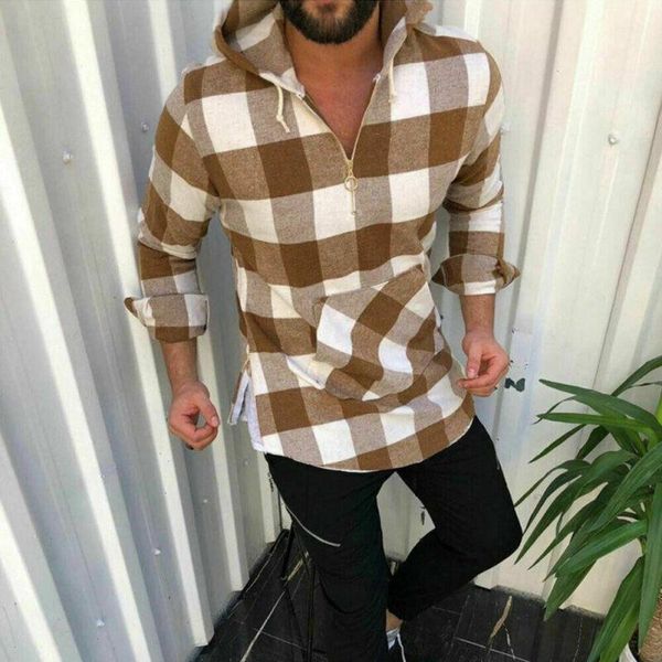 men's colorful plaid hooded zipper neck shirt slim fit spring 2020 male chic pullover long sleeved shirts soft comfortable 3xl1, White;black
men's colorful plaid hooded zipper neck shirt slim fit spring 2020 male chic pullover long sleeved shirts soft comfortable 3xl1, White;black