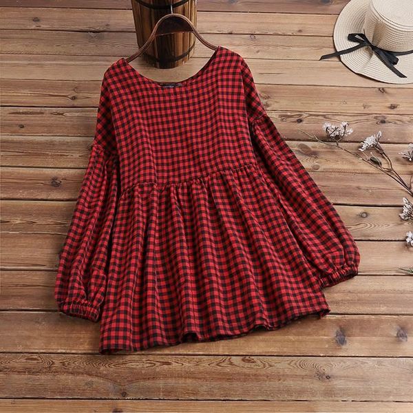 women's blouses & shirts 2022 spring plaid women casual puff sleeve vintage check blusas blouse female tunic chemise robe plus s, White
women's blouses & shirts 2022 spring plaid women casual puff sleeve vintage check blusas blouse female tunic chemise robe plus s, White