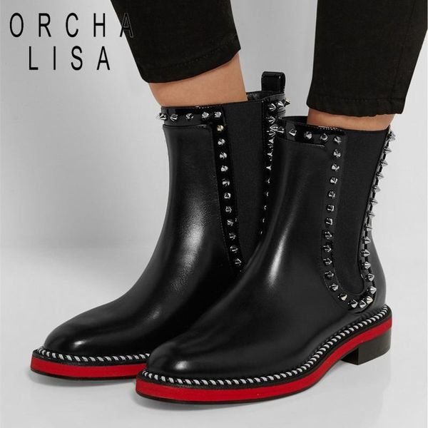 orcha lisa genuine leather ankle boots for women flat boots female platform riding spring autumn rivet shoes woman botas s640c, Black
orcha lisa genuine leather ankle boots for women flat boots female platform riding spring autumn rivet shoes woman botas s640c, Black