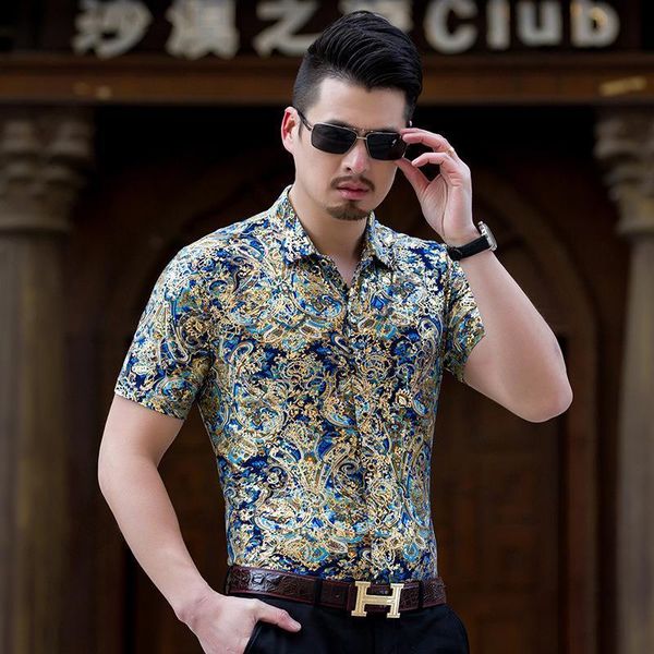 new brand gold velvet shirt men short sleeve floral printing mens dress shirts chemise homme marque fancy flower camisa hombre, White;black
new brand gold velvet shirt men short sleeve floral printing mens dress shirts chemise homme marque fancy flower camisa hombre, White;black
