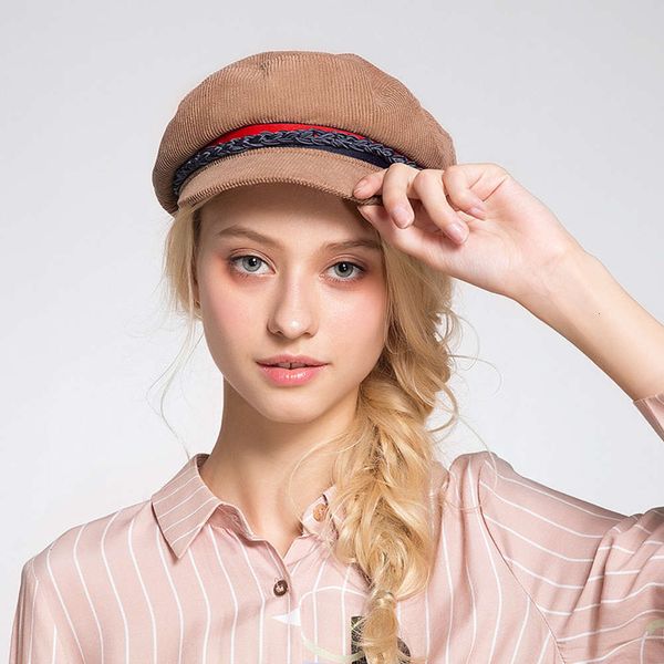 clothing hat children's linglong new duck tongue cloth hat autumn and winter academy style striped military hat, Blue;gray 
clothing hat children's linglong new duck tongue cloth hat autumn and winter academy style striped military hat, Blue;gray