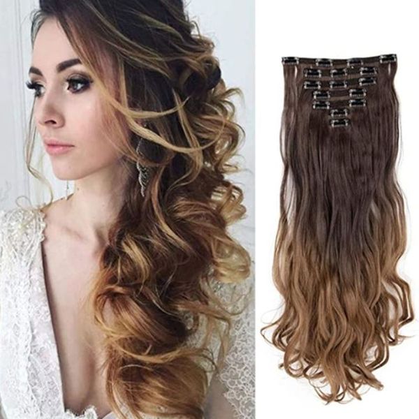 16 card 6-piece set of chemical fiber long curly big wave hair piece female invisible hair replacement piece, Black;brown
16 card 6-piece set of chemical fiber long curly big wave hair piece female invisible hair replacement piece, Black;brown
