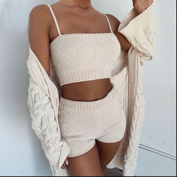 2pcs set women tracksuit set ladies strapless wear cable knit crop streetwear suit solid crop shorts suit clothes, Gray
2pcs set women tracksuit set ladies strapless wear cable knit crop streetwear suit solid crop shorts suit clothes, Gray