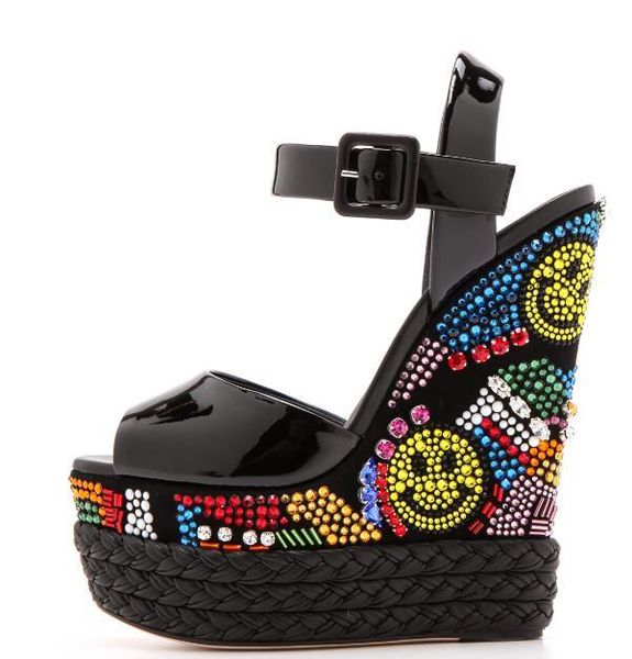 crystal colorful, beautified platform super wedge sandals summer peep toe braided ankle strap pumps shoe e5an, Black
crystal colorful, beautified platform super wedge sandals summer peep toe braided ankle strap pumps shoe e5an, Black