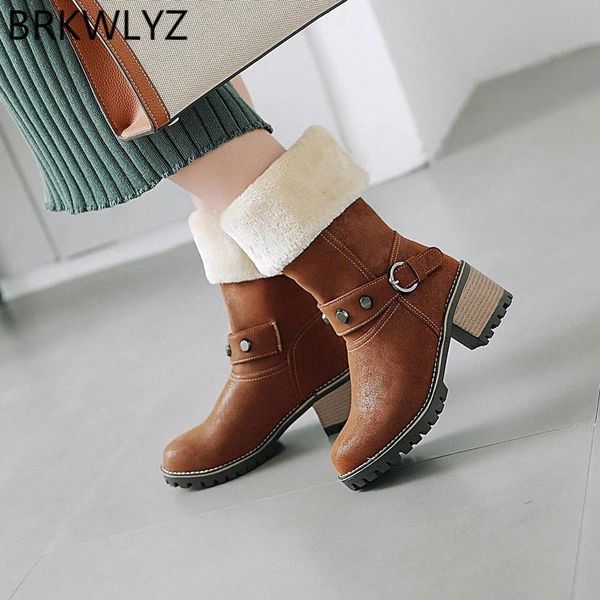 women's leather shoes thick heel round-toe keep warm middle tube boots women chunky heeled plush chic shoes brown #g02d, Black
women's leather shoes thick heel round-toe keep warm middle tube boots women chunky heeled plush chic shoes brown #g02d, Black