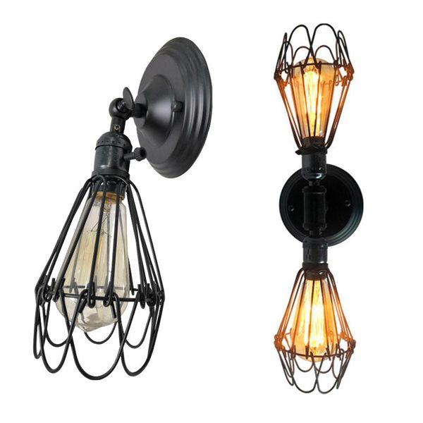wall lamp retro industrial wind single/double head light creative wrought iron small cage for living room bedside el bar
wall lamp retro industrial wind single/double head light creative wrought iron small cage for living room bedside el bar