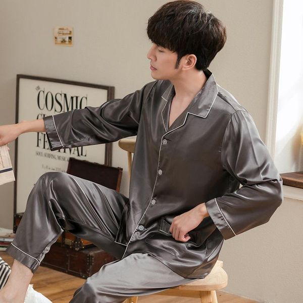 men's sleepwear pajamas ice silk long-sleeved trousers pyjama ensembles home clothes plus size two-piece suit spring and autumn, Black;brown
men's sleepwear pajamas ice silk long-sleeved trousers pyjama ensembles home clothes plus size two-piece suit spring and autumn, Black;brown