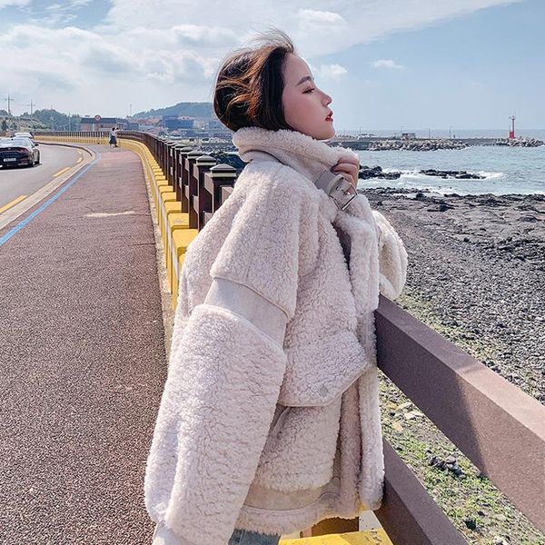 women's winter 2020 cashmere jacket female lapel fur design coat plush warm short korean casual style clothes increase size, Black
women's winter 2020 cashmere jacket female lapel fur design coat plush warm short korean casual style clothes increase size, Black