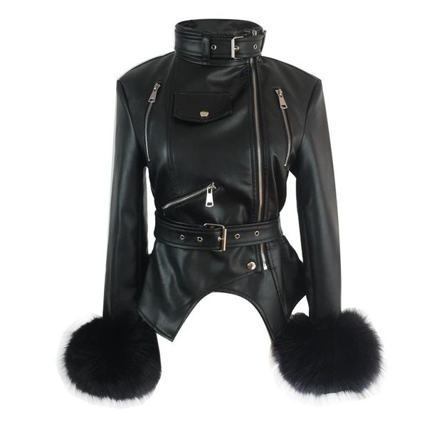 faux fur coat female patchwork pu leather high waist with belt irregular stand collar long sleeve winter thick tide m228, Black
faux fur coat female patchwork pu leather high waist with belt irregular stand collar long sleeve winter thick tide m228, Black