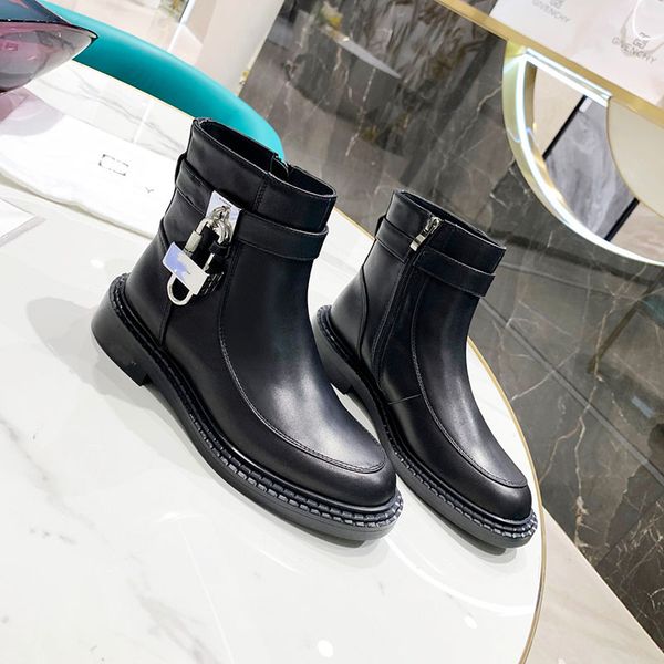 fashion women's boots luxury designer lady ankle classic martin boot comfortable winter knight shoes with original box, Black