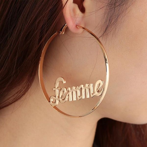 hoop & huggie 1pair femme baby letter round earrings hyperbole large gold circle party fashion punk hip-hop jewelry, Golden;silver
hoop & huggie 1pair femme baby letter round earrings hyperbole large gold circle party fashion punk hip-hop jewelry, Golden;silver