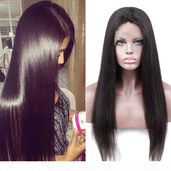 pre plucked glueless silk base lace frontal wigs human hair light straight brazilian non remy 130 density, Black
pre plucked glueless silk base lace frontal wigs human hair light straight brazilian non remy 130 density, Black