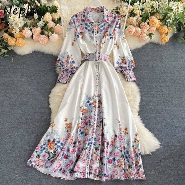 neploe flower print dresses elegant belt slim waist vestidos long sleeve single breasted turn down collar women dress lj201203, White;black
neploe flower print dresses elegant belt slim waist vestidos long sleeve single breasted turn down collar women dress lj201203, White;black
