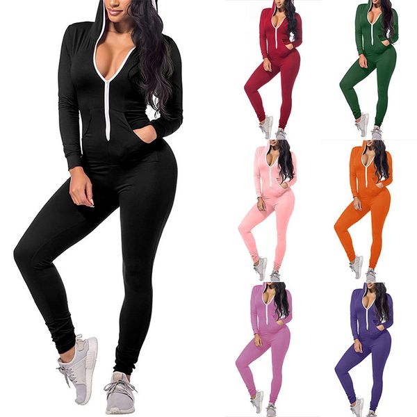 women jumpsuits designer slim solid colour zipper hooded onesies fall new casual new fashion one-piece ladies rompers, Black;white
women jumpsuits designer slim solid colour zipper hooded onesies fall new casual new fashion one-piece ladies rompers, Black;white