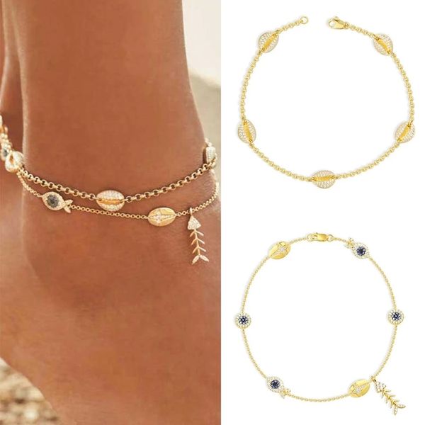 2021 new fashion charm charm anklet sparkling zircon set with five small shells lady monaco luxury jewelry gift 857, Black
2021 new fashion charm charm anklet sparkling zircon set with five small shells lady monaco luxury jewelry gift 857, Black