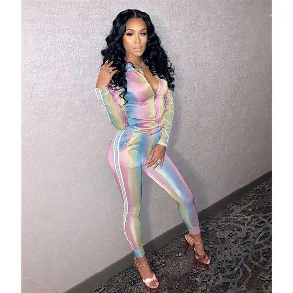 2020 autumn 2 piece female tracksuit colorful stripes long sleeve front zipper and high waist bandage pants sweat suit1, Gray
2020 autumn 2 piece female tracksuit colorful stripes long sleeve front zipper and high waist bandage pants sweat suit1, Gray