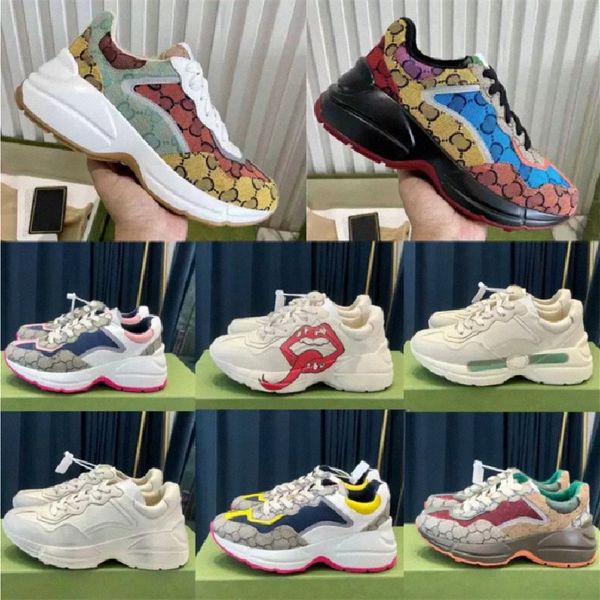 2021 Designers Shoes Luxury Multicolor Rhyton Women Men Sneakers Trainers Vintage Chaussures Ladies Casual Shoe Designer Sneaker Top Quality S9wa#