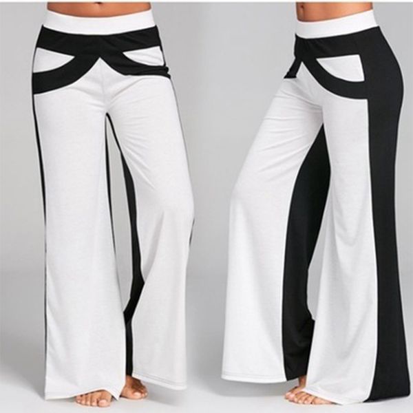 women patchwork pants bell bottoms flare trousers high waist wide leg sports pants ladies elastic loose trousers, Black
women patchwork pants bell bottoms flare trousers high waist wide leg sports pants ladies elastic loose trousers, Black
