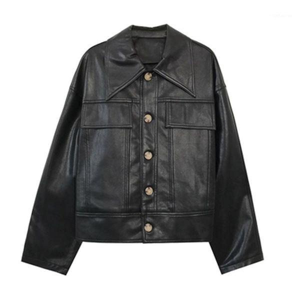 perhaps u women pu faux leather white black jacket pocket turn down collar outwear button high street c01941, Black;brown
perhaps u women pu faux leather white black jacket pocket turn down collar outwear button high street c01941, Black;brown