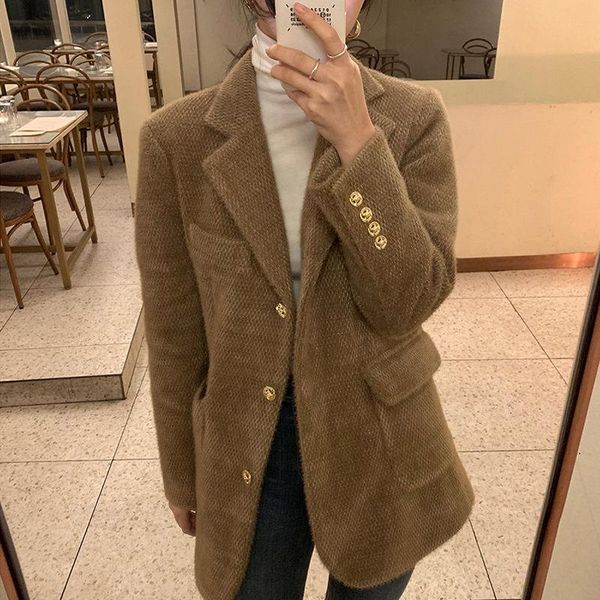 women's suits & blazers vintage autumn and winter sweater blazer suit jacket thickening imitation mink woolen coat women three button w, White;black
women's suits & blazers vintage autumn and winter sweater blazer suit jacket thickening imitation mink woolen coat women three button w, White;black