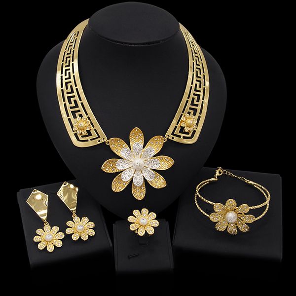 yulaili dubai gold jewelry sets flowers necklace drop earrings charm bracelet ring women trendy new arrivals party jewelery set, Black
yulaili dubai gold jewelry sets flowers necklace drop earrings charm bracelet ring women trendy new arrivals party jewelery set, Black