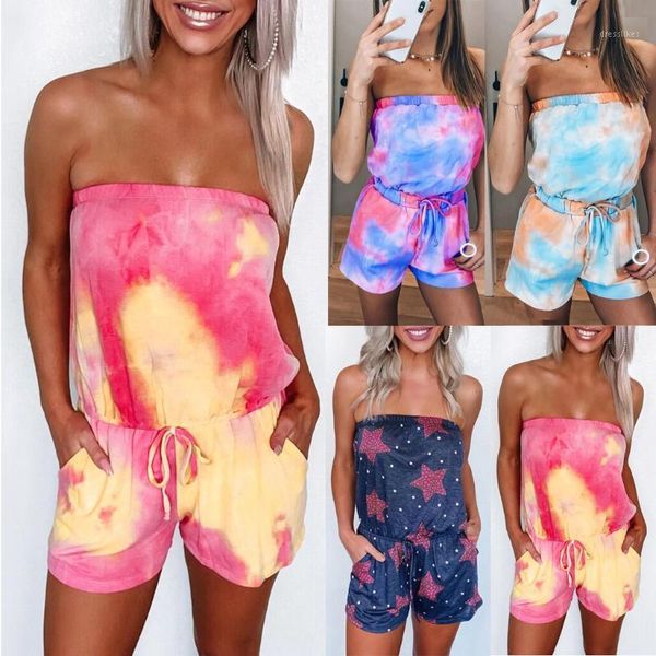 women's jumpsuits & rompers womens tie-dye stars sleeveless beach short jumpsuit strapless summer romper women's tracksuit costume, Black;white
women's jumpsuits & rompers womens tie-dye stars sleeveless beach short jumpsuit strapless summer romper women's tracksuit costume, Black;white