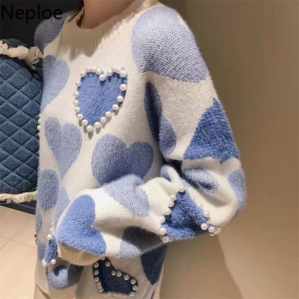 neploe faux mink cashmere sweater autumn women pullover beaded love heart jacquard knitted jumper casual pull femme 55469 201130, White;black
neploe faux mink cashmere sweater autumn women pullover beaded love heart jacquard knitted jumper casual pull femme 55469 201130, White;black