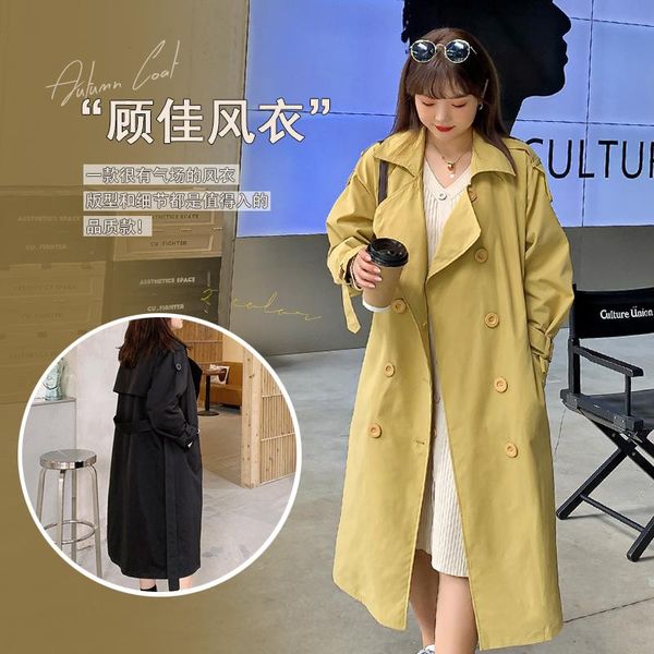autumn new women's windbreaker fat mm large size british style medium length loose coat slim y158, Tan;black
autumn new women's windbreaker fat mm large size british style medium length loose coat slim y158, Tan;black