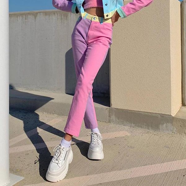 autumn patchwork contrast denim women's pant high waist straight pocket female trousers fashion streetwear casual ladies bottom, Blue
autumn patchwork contrast denim women's pant high waist straight pocket female trousers fashion streetwear casual ladies bottom, Blue