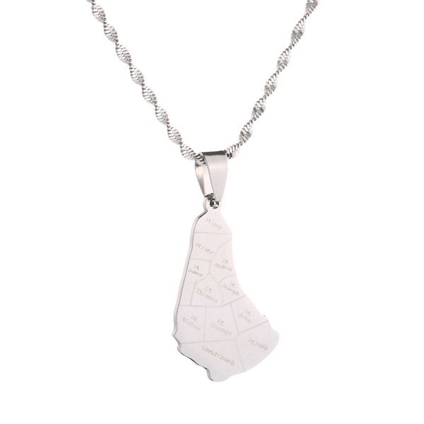 map of barbados island pendant necklaces for women chain jewelry, Silver 
map of barbados island pendant necklaces for women chain jewelry, Silver