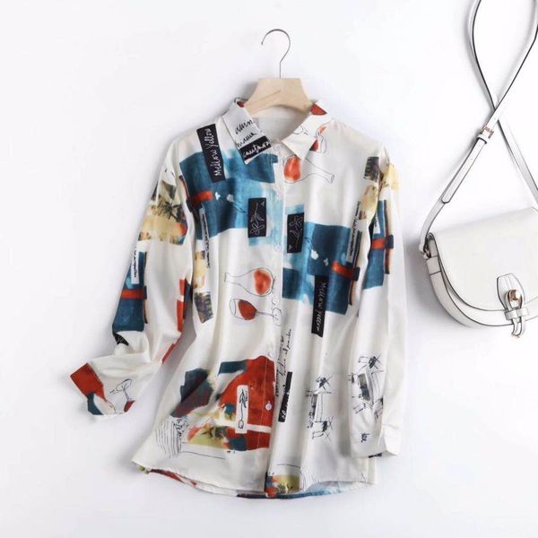 2021 new women retro oversized print blouse long sleeve chic elegant female shirt blusas x8k4, White
2021 new women retro oversized print blouse long sleeve chic elegant female shirt blusas x8k4, White