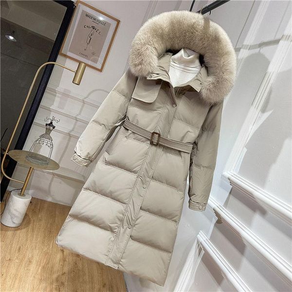 women's fur & faux 90% white duck down jacket 2021 women winter long thick coat hooded parka warm female clothes with neck, Black
women's fur & faux 90% white duck down jacket 2021 women winter long thick coat hooded parka warm female clothes with neck, Black