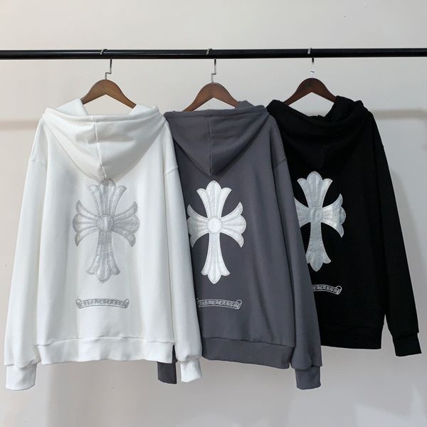 ch outlet cross embroidered leather men's and women's casual hooded sweater, Black
ch outlet cross embroidered leather men's and women's casual hooded sweater, Black