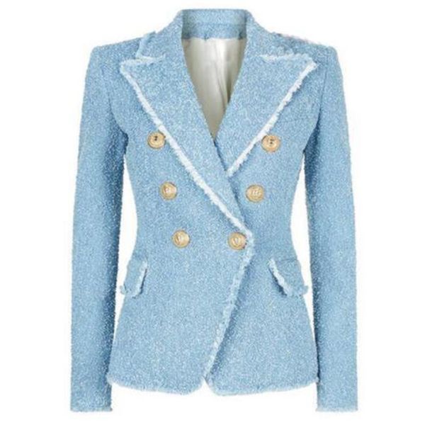 women's suits & blazers high street fashion 2021 designer blazer double breasted lion buttons tassel fringe tweed jacket, White;black
women's suits & blazers high street fashion 2021 designer blazer double breasted lion buttons tassel fringe tweed jacket, White;black