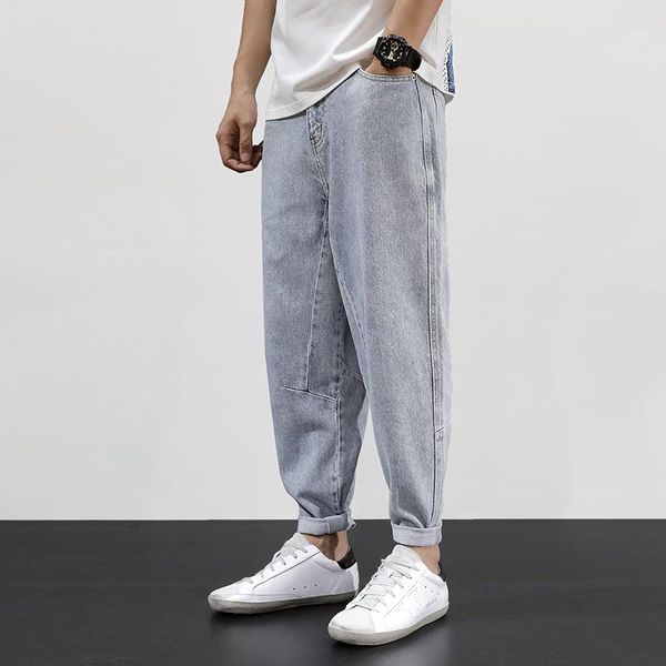korean style fashion men jeans light blue loose fit spliced denim harem pants streetwear hip hop jeans men wide leg trousers1
korean style fashion men jeans light blue loose fit spliced denim harem pants streetwear hip hop jeans men wide leg trousers1