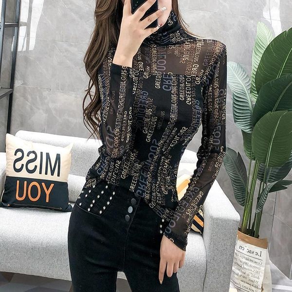 autumn and winter new high collar mesh bottom shirt fashion slim printed letter women's t-shirt long sleeve women's, White
autumn and winter new high collar mesh bottom shirt fashion slim printed letter women's t-shirt long sleeve women's, White