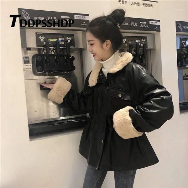women's leather & faux 2021 black color pu women coat fluff sleeve and collar pocket female jacket1
women's leather & faux 2021 black color pu women coat fluff sleeve and collar pocket female jacket1