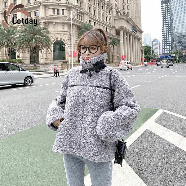 women's fur & faux cotday lamb wool turn-down collar thick vintage korea short loose coat gray winter warm 2021 woman, Black
women's fur & faux cotday lamb wool turn-down collar thick vintage korea short loose coat gray winter warm 2021 woman, Black