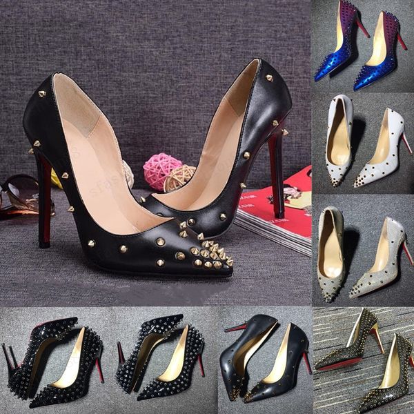 women's shoes high heels red bottom rivet patent leather pointed stiletto heel ladies wedding soles are red 8cm 10cm 12cm 35-44, Black
women's shoes high heels red bottom rivet patent leather pointed stiletto heel ladies wedding soles are red 8cm 10cm 12cm 35-44, Black