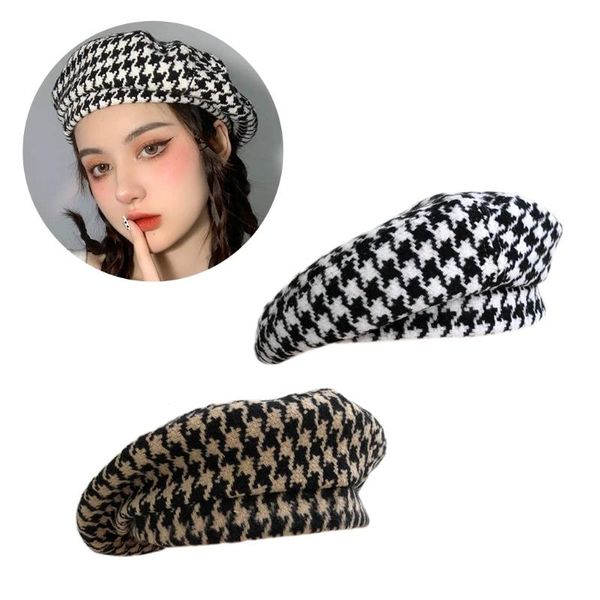 vintage french style women elastic beret cap winter elegant houndstooth print adjustable artist painter beanies hat, Blue;gray
vintage french style women elastic beret cap winter elegant houndstooth print adjustable artist painter beanies hat, Blue;gray