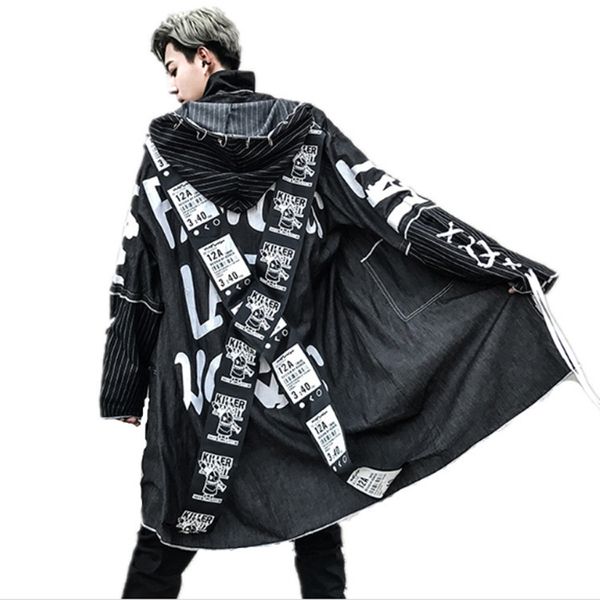 2021 long singing man denim club jacket stage woman's attire winter hip hop with hoodie trench coat robe 6kwv, Black;brown
2021 long singing man denim club jacket stage woman's attire winter hip hop with hoodie trench coat robe 6kwv, Black;brown