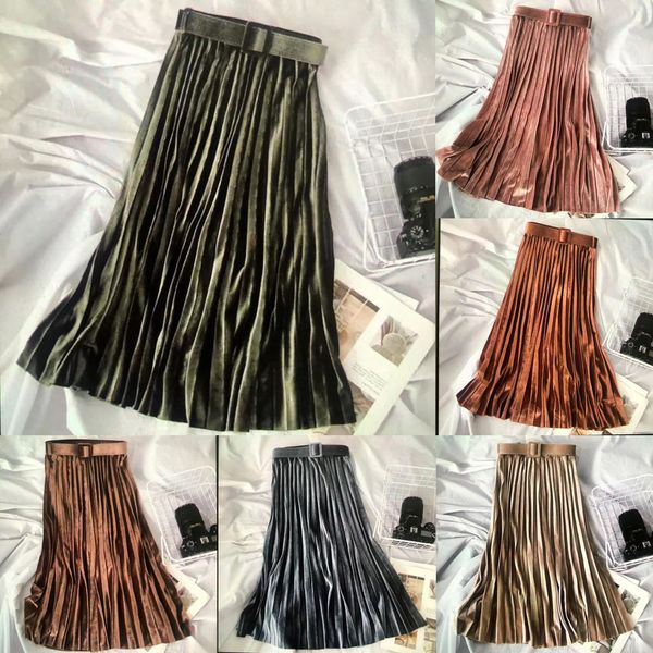 realeft chic velvet pleated skirts new 2020 autumn winter high waist women's long skirts with belt korean style skirts female q1209, Black
realeft chic velvet pleated skirts new 2020 autumn winter high waist women's long skirts with belt korean style skirts female q1209, Black